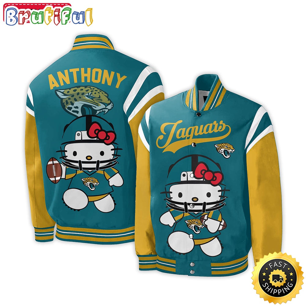 NFL Jacksonville Jaguars Baseball Jacket Hello Kitty Personalized Baseball Jacket