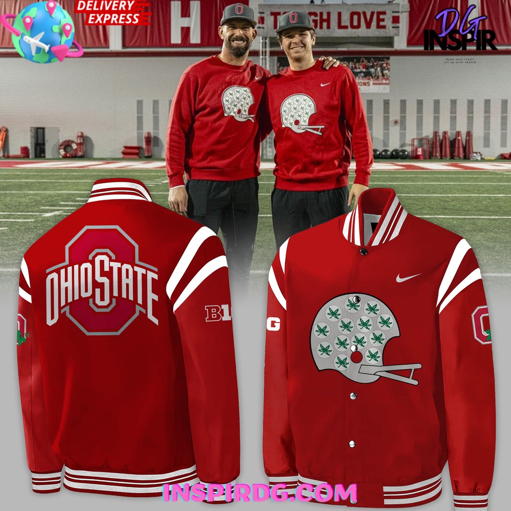 Ohio State Football Throwback Helmet Baseball Jacket
